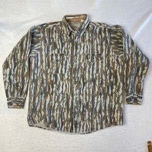 Browning Camo Button Up Shirt XL Brown Tree Bark Hunting Heavyweight Flannel